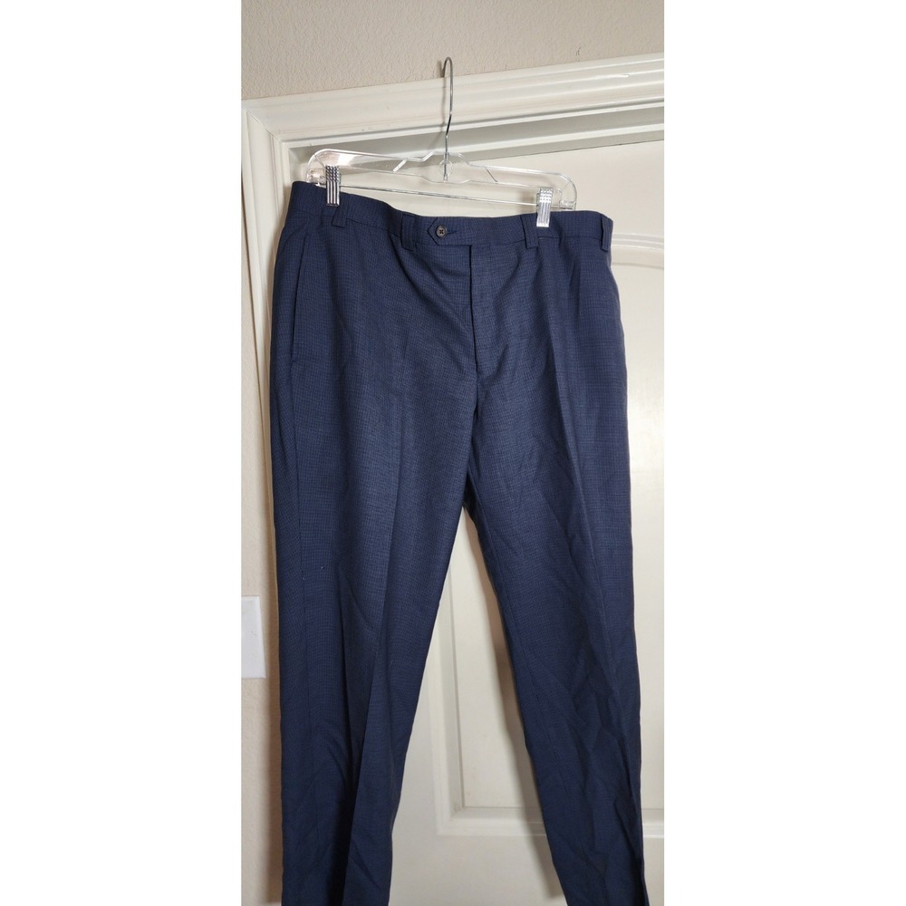 Ralph Lauren Polo Flat Front‎ Flannel Dress Pants, Slacks 100% Wool Blue 38X30